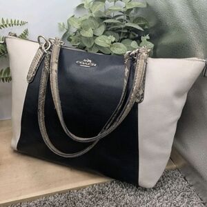 Coach AVA Tote In Exotic Embossed Leather Trim (COACH F38308) Black Cream Animal